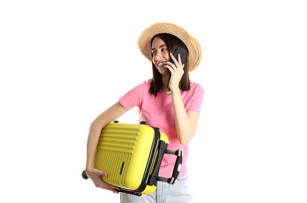 Woman with travel bag isolated on white background, a Person Photo by AtlasStudio PRO