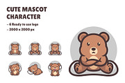 6 Cute Bear Mascot Characters Logo, a Branding & Logo Template by Artnivora.Std (Thumbnail 1 of 2)