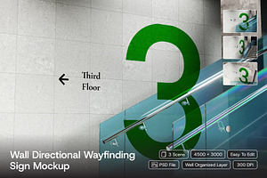 Wall Directional Wayfinding Mockup