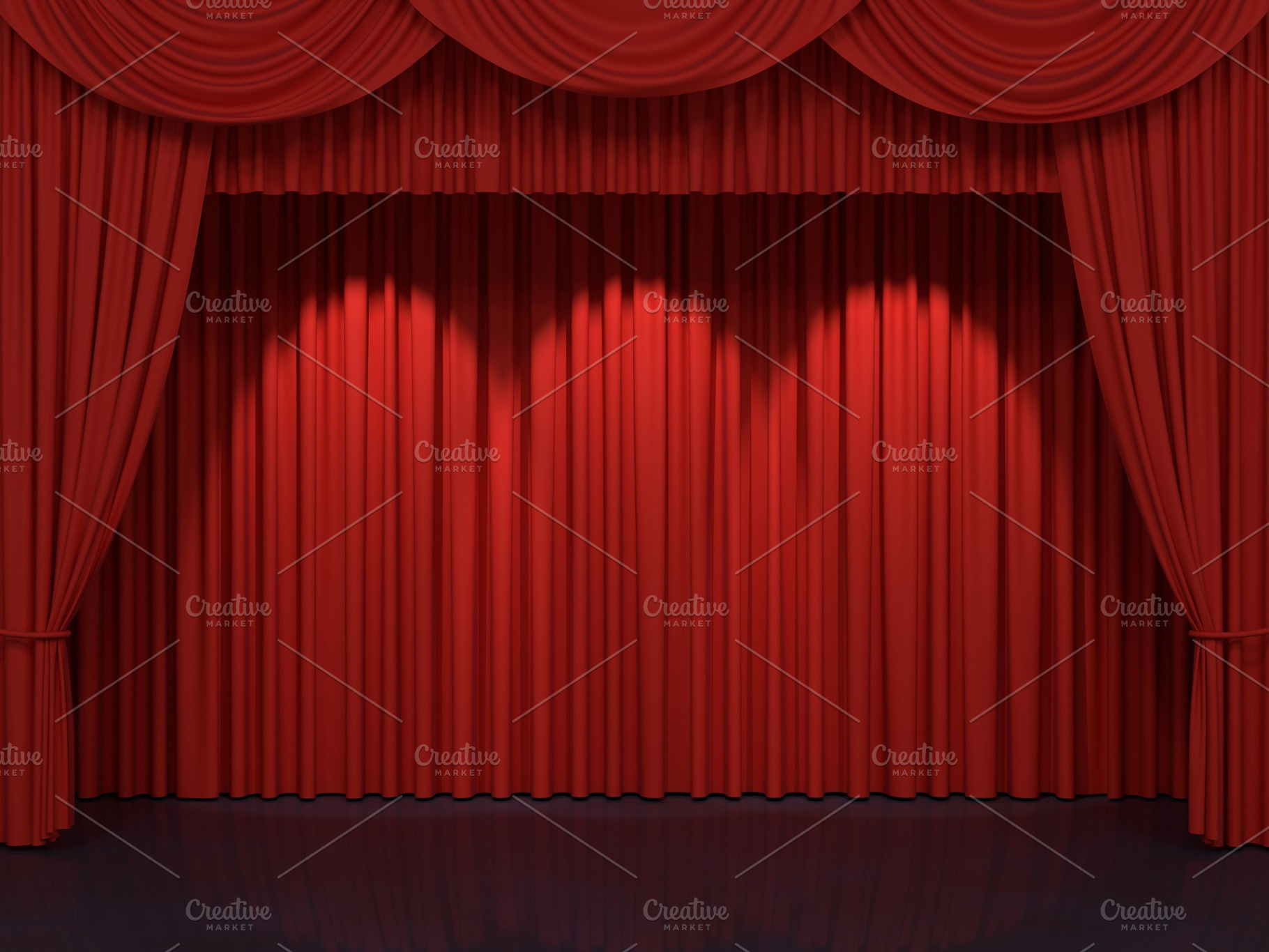 Red stage curtains on stage, an Abstract Photo by Pakete Art