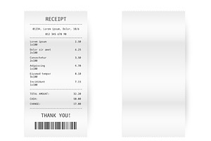 Receipt Or Bill, Payment Check Blank