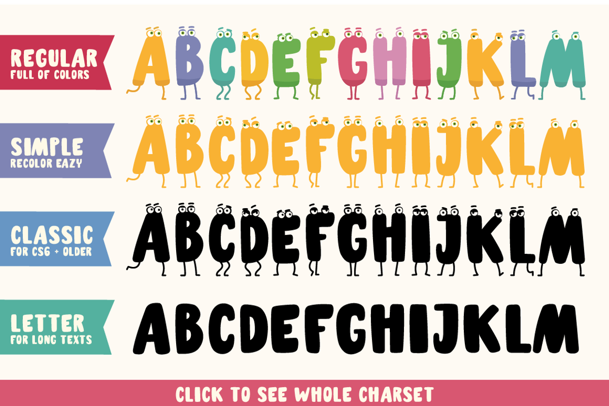 Charm - illustrated letter font preview 6