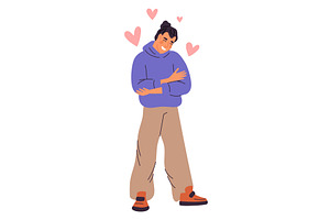 Happy young man hugging himself, a Person Illustration by Vectorbuum