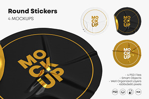 Round Crumpled Stickers Mockup Set, a Print Template by Graphic Bird