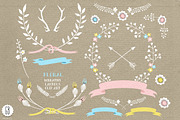 Floral wreaths ribbons pastel, a Decorative Illustration by GrafikBoutique (Thumbnail 1 of 3)