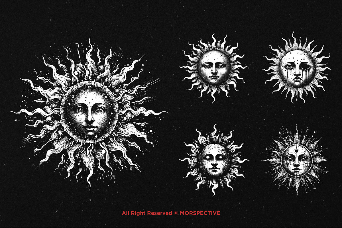 10 Bundle Dark Art Magical Sun Solar, an Illustration by Morspective (Photo 3 of 7)