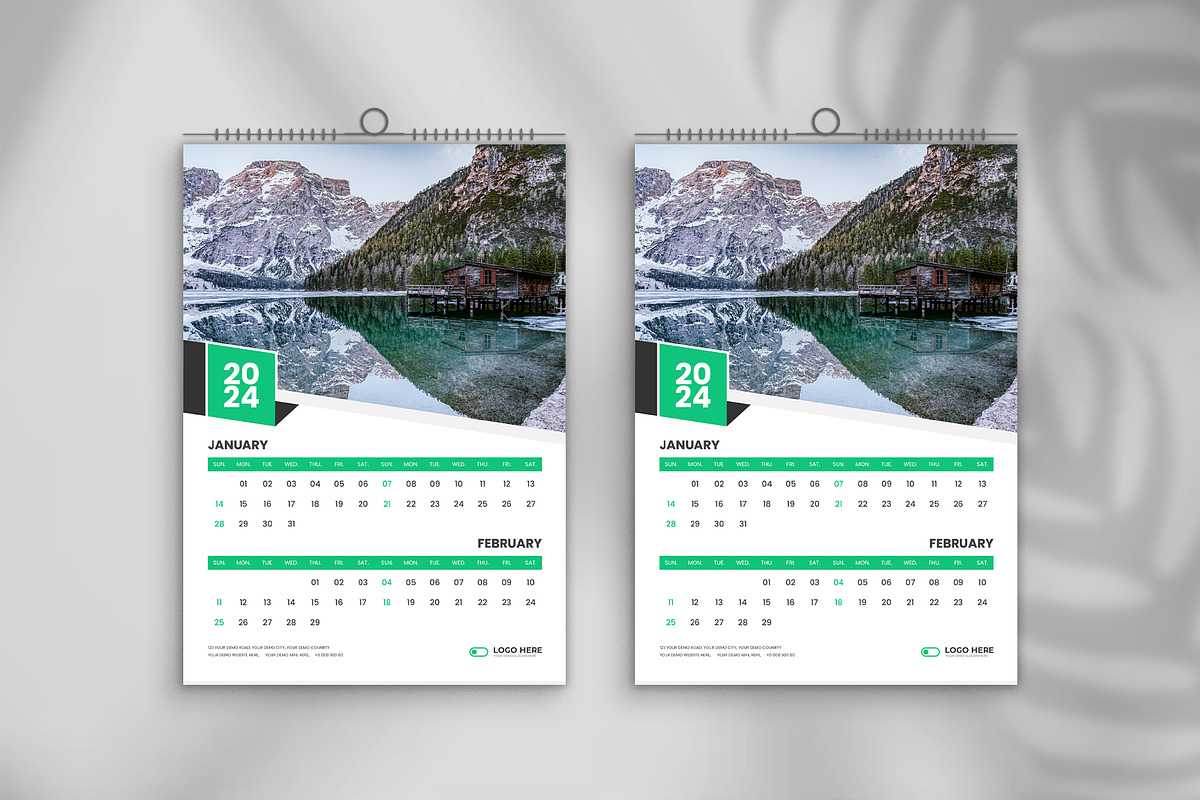 2024 wall calendar design template, a Stationery Template by Tanmoy Topu