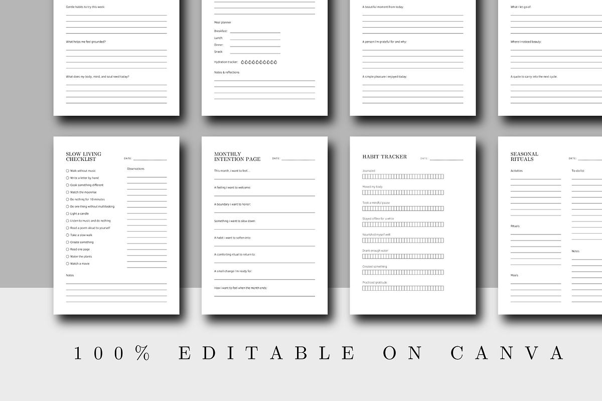 Slow Living Digital Planner Template, a Print Template by The Little Lily Studio (Photo 2 of 5)