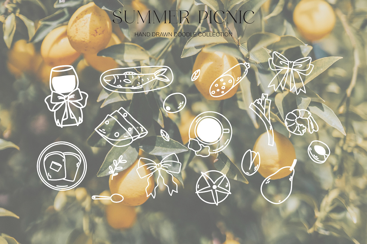Summer Picnic Elements - Doodle Art, an Illustration by Moonberry_Studio (Photo 5 of 14)