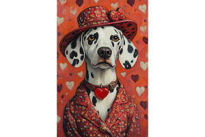 Elegant Valentine Dalmatian Print, an Animal Illustration by Art Paradise Studios
