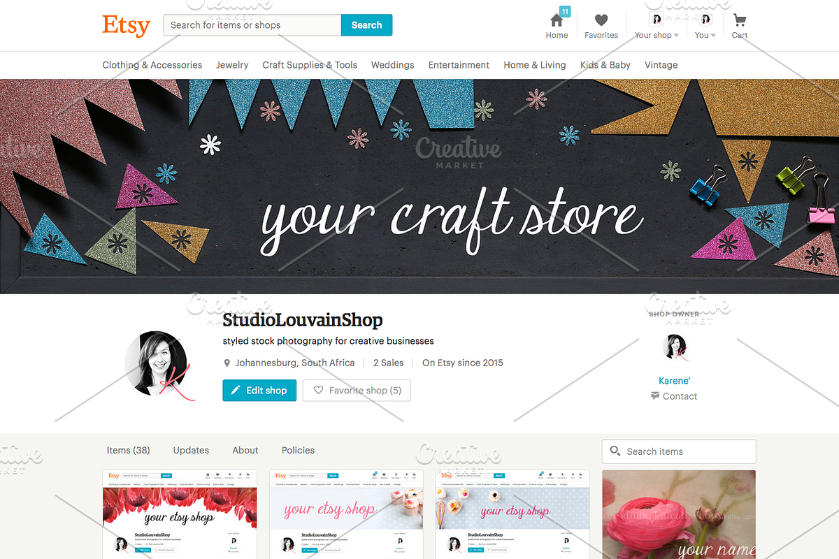 Etsy Shop Banner - crafts, a Books & Magazine Mockup by the studio louvain shop (Photo 1 of 4)
