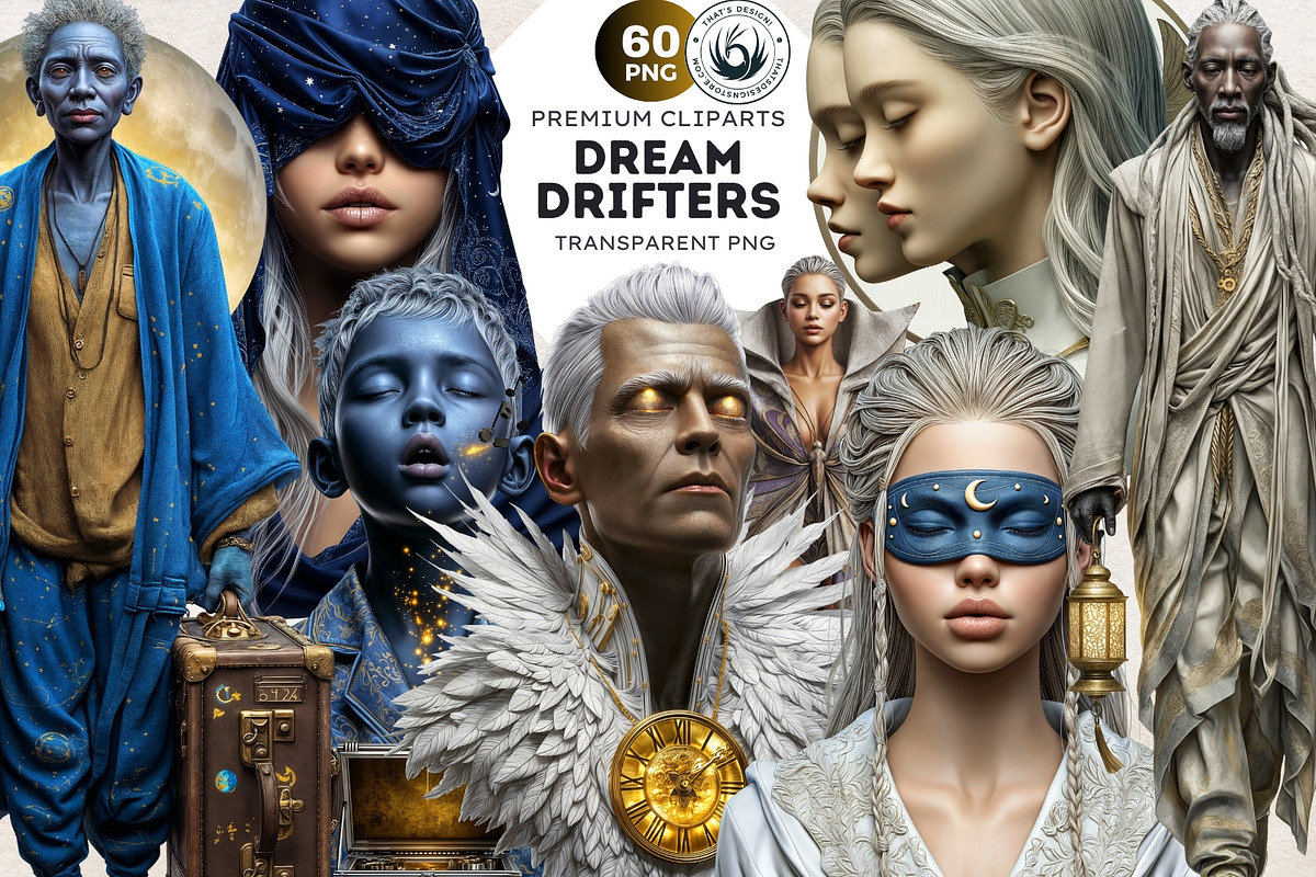 Dream Drifters Surreal Cliparts, a Person Illustration by ThatsDesignArt (Photo 1 of 15)
