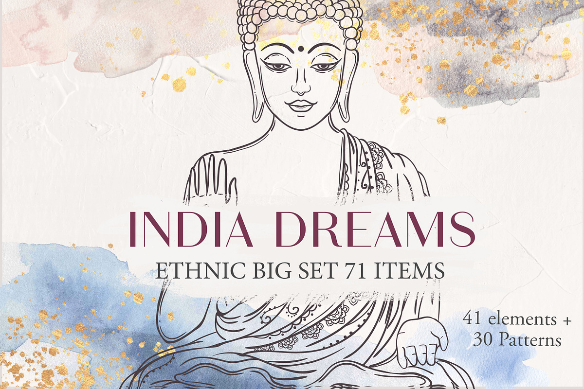 71 items India Dreams Ethnic Set, an Illustration by anvinoart (Photo 1 of 16)