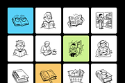 Book Reading Doodle Icons, an Outline Icon by Brickclay (Thumbnail 7 of 9)