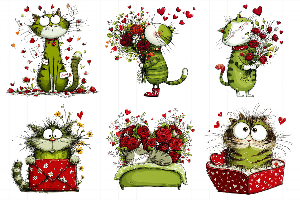 Watercolor Valentine Cat, an Illustration by Daily.Designs (Photo 3 of 5)
