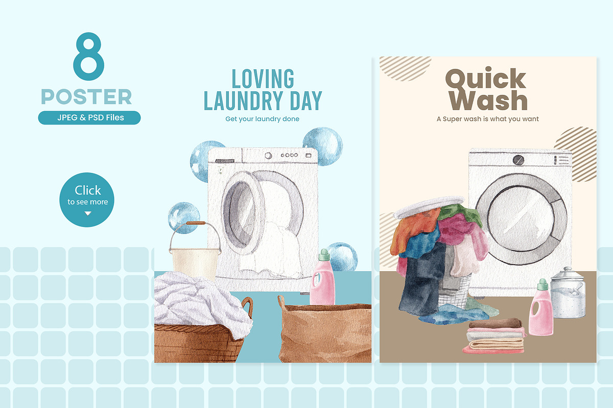 Laundry Day Watercolor Illustration, an Object Illustration by CreativeValuation (Photo 8 of 13)