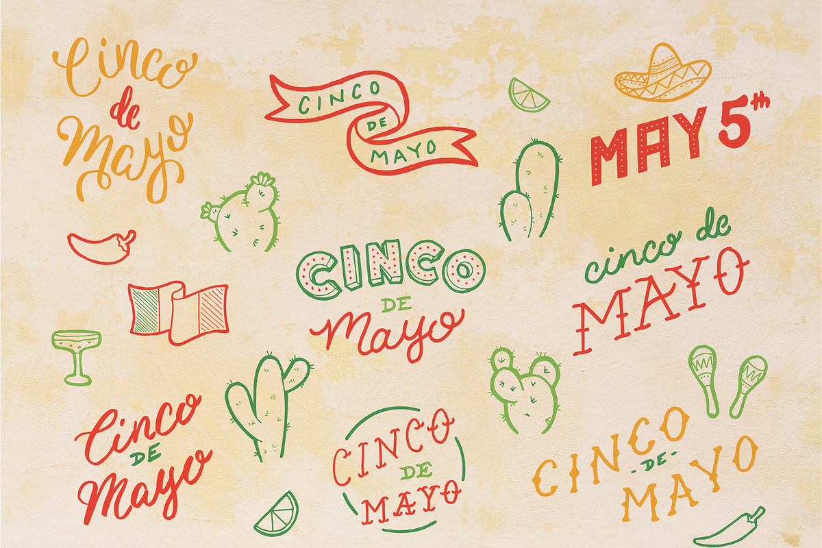 Cinco De Mayo Lettering, a Seasonal Illustration by JoshuaRed Design (Photo 2 of 5)