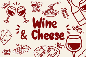 Italian Food & Wine Doodle Set