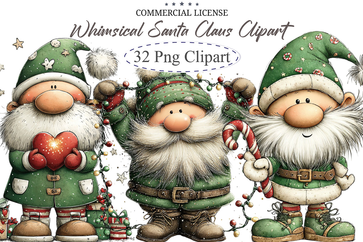 Whimsical Santa Claus Clipart, an Illustration by designcity5 (Photo 1 of 5)