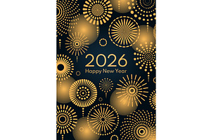 2026 New Year golden fireworks, a Background Graphic by sceptical cactus