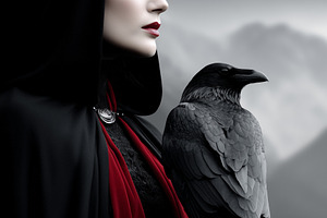 Mystical dark portrait of a hooded, a Person Photo by MistyDay