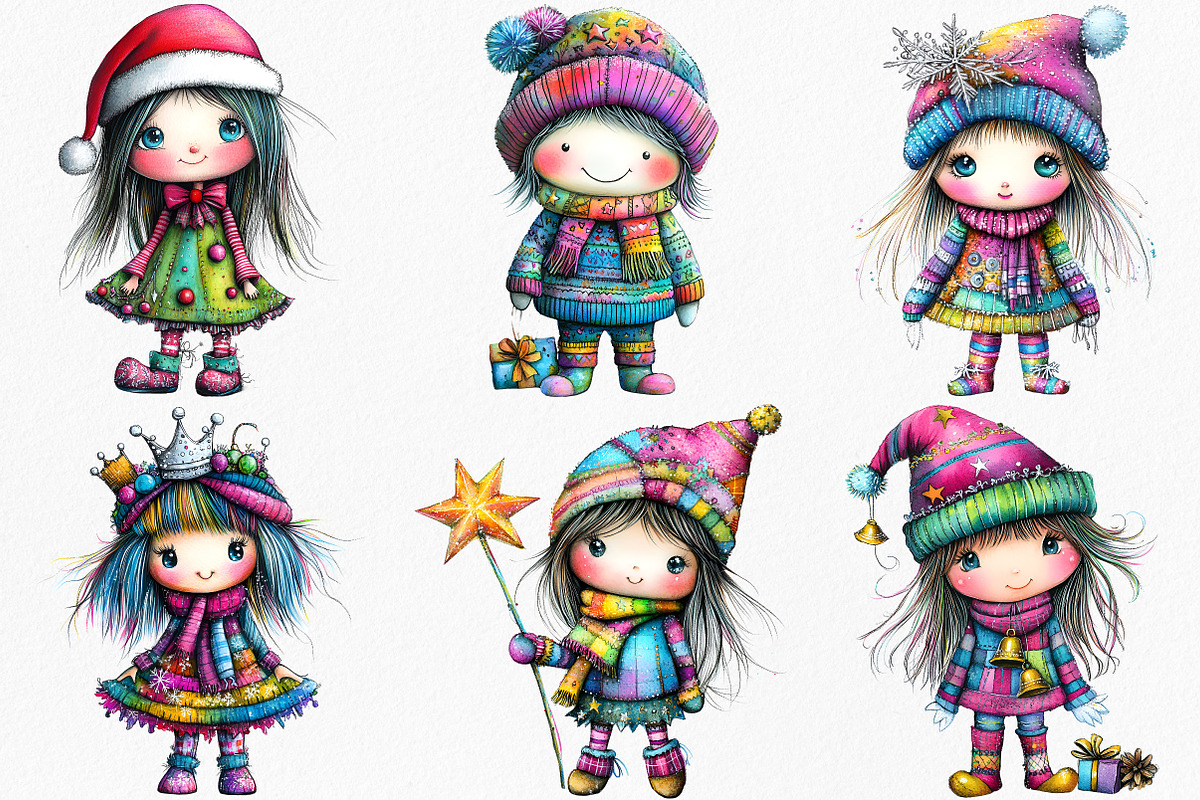 Whimsical Christmas Cute Girl, an Illustration by Canvas Craft (Photo 4 of 7)
