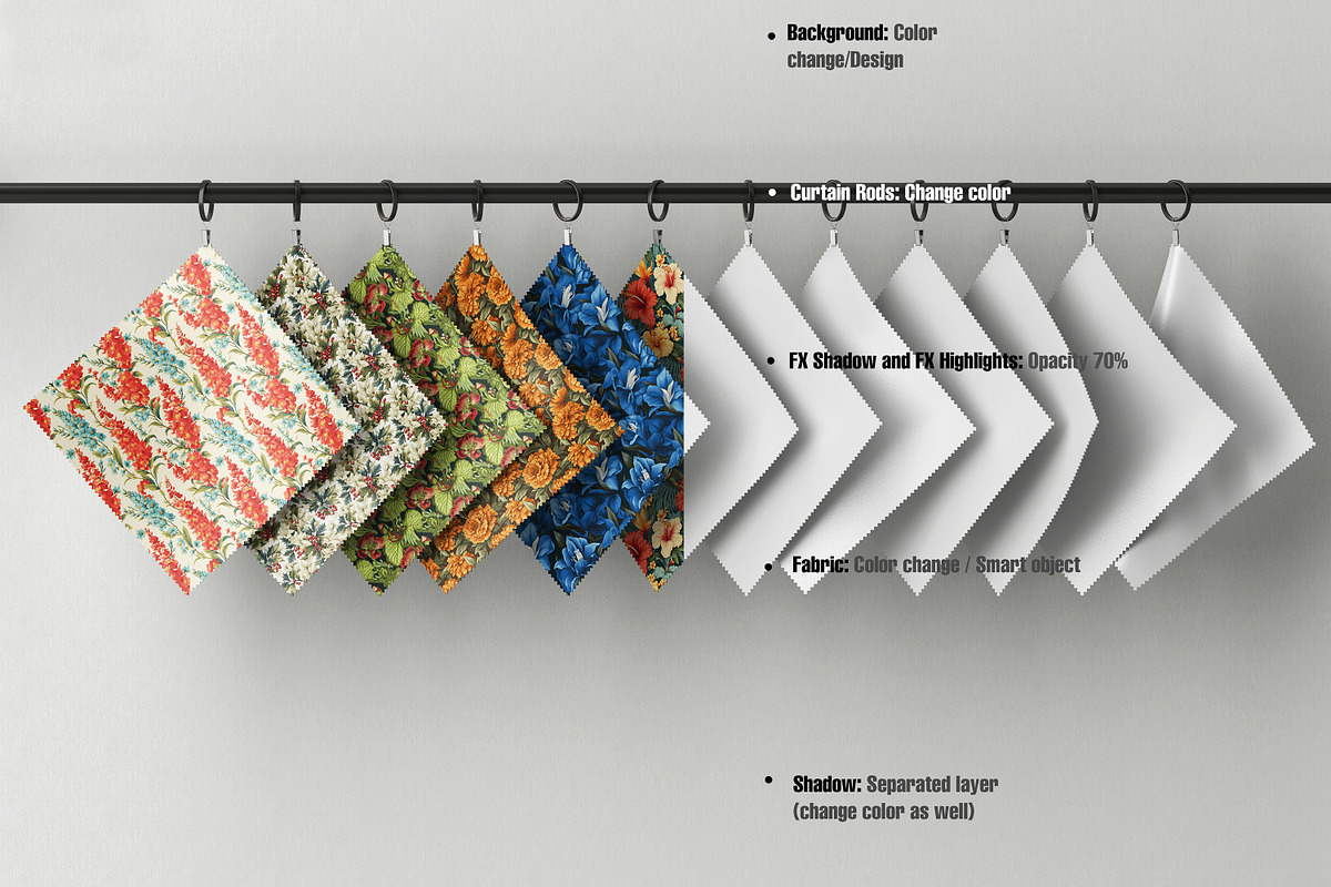 Hanging Fabric Mockup 6 PSD, a Merchandise Mockup by GraphicVil (Photo 2 of 6)