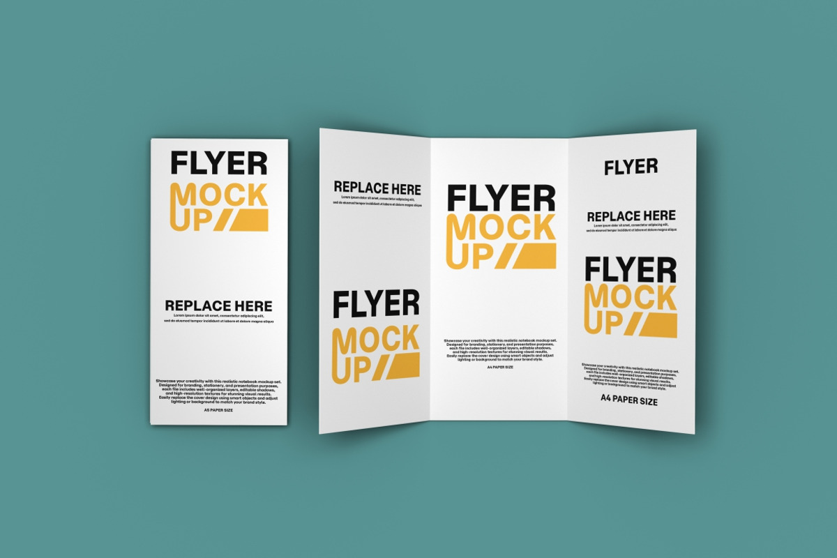 High Quality Trifold Brochure Mockup, an Advertising Mockup by LOGTURNAL (Photo 4 of 4)