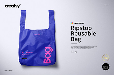 Ripstop Reusable Bag Mockup Set, a Household Mockup by creatsy5