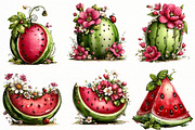 Whimsical summer watermelon clipart, an Illustration by Designworld (Thumbnail 3 of 8)
