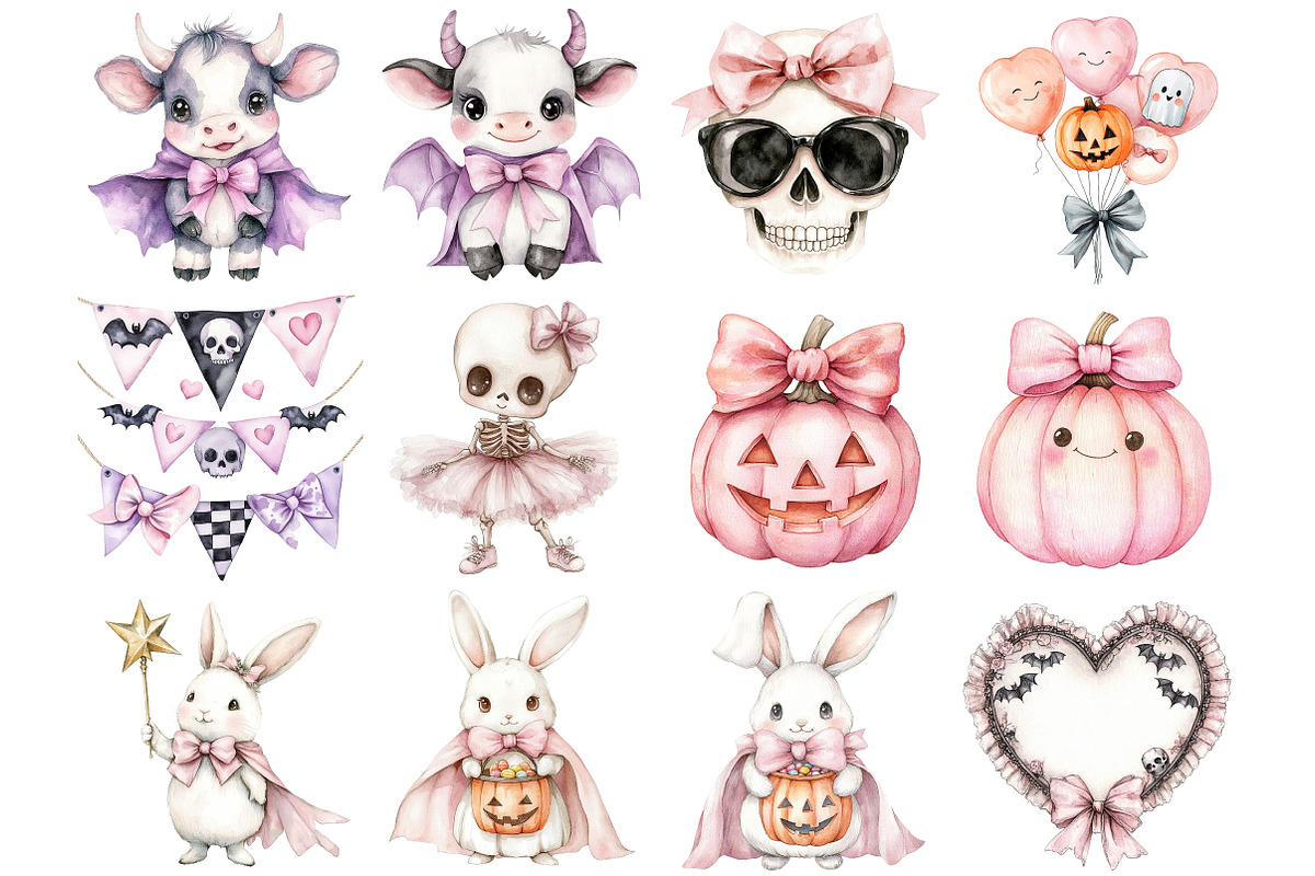 Coquette Bow Halloween Clipart, a Seasonal Illustration by CitraGraphics (Photo 3 of 5)