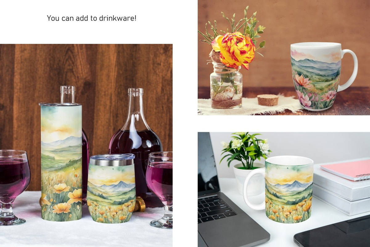 Watercolor Mountain Landscapes Set 1, a Decorative Illustration by Kat's Artful Creations (Photo 3 of 10)