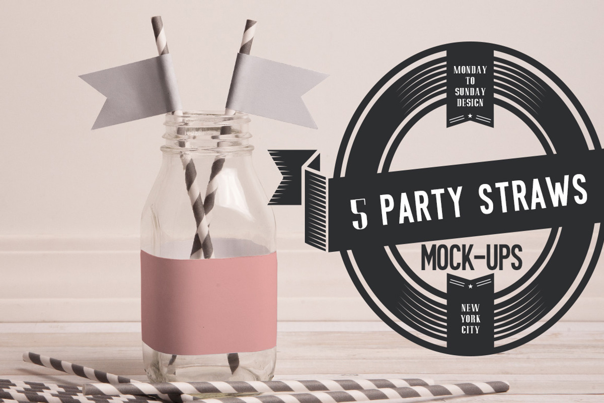 5 Party Straws with Flags!, a Product Mockup by Snark Heart (Photo 1 of 3)