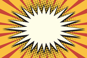 White Cartoon Yellow Splash On Pop Art Background