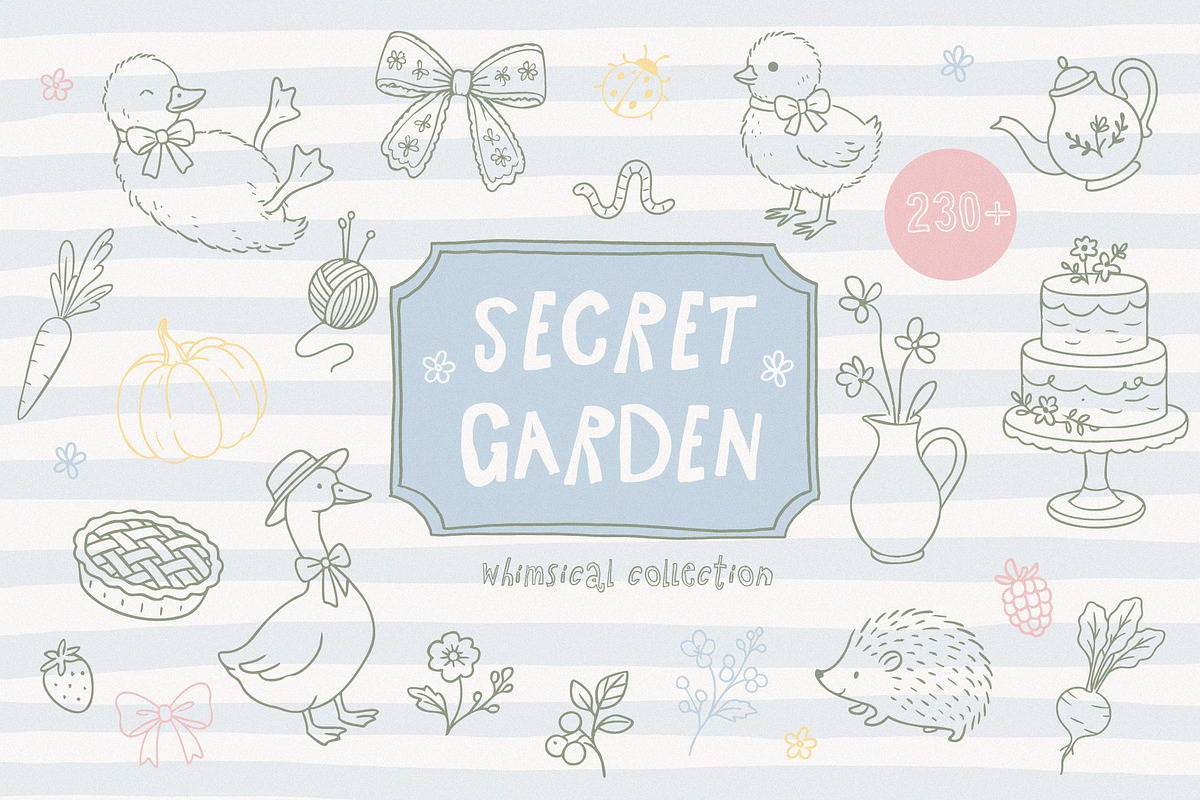 SECRET GARDEN - Cottagecore line art, a Seasonal Illustration by Madiwaso (Photo 1 of 10)