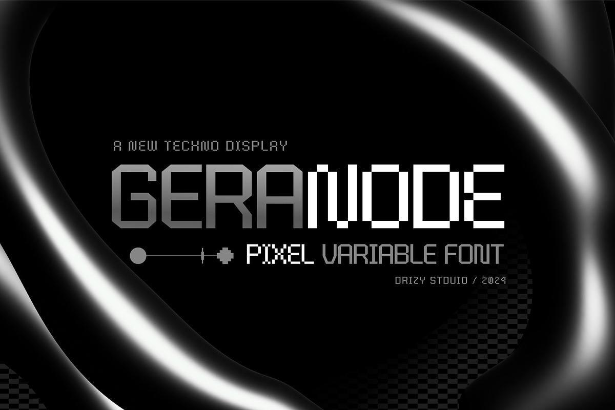 Geranode - Techno Display Pixel Font, a Sans Serif Font by Drizy (Photo 1 of 9)