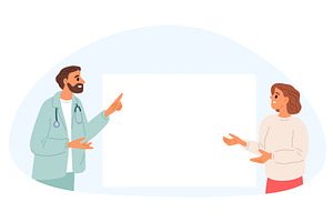Doctor giving medical advice to, a Healthcare Illustration by Vectorbuum