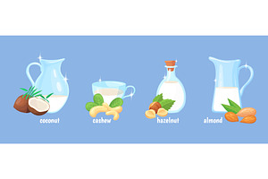 Vegetable milk. Vegan natural milk, a Food Illustration by Stock-Smart-Start