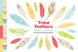Fresh Tribal Feathers Clipart, an Illustration by Amanda Ilkov