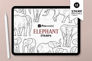 African Elephant Procreate Stamps, a Shape Add-On by MadliArt (Thumbnail 1 of 4)
