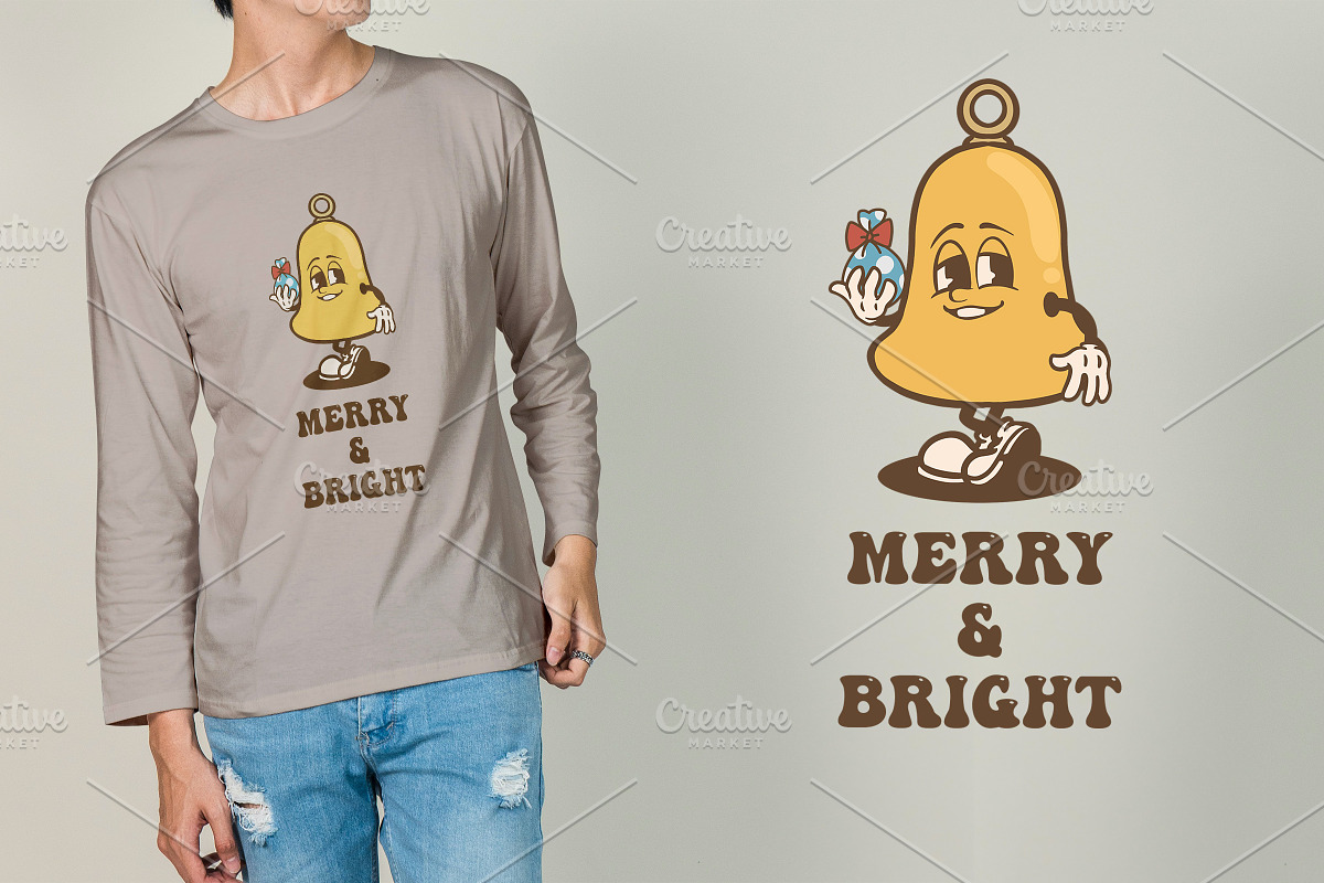 Christmas Bell Vintage Cartoon, an Illustration by vectstudio (Photo 3 of 5)