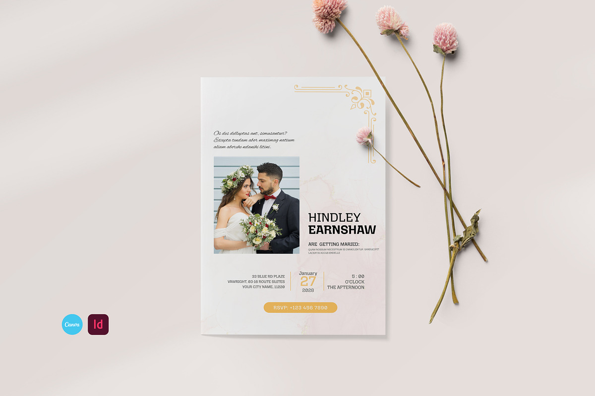 Elegant Retro Wedding Invitation, an Invitation Template by Creatiya Type (Photo 1 of 6)