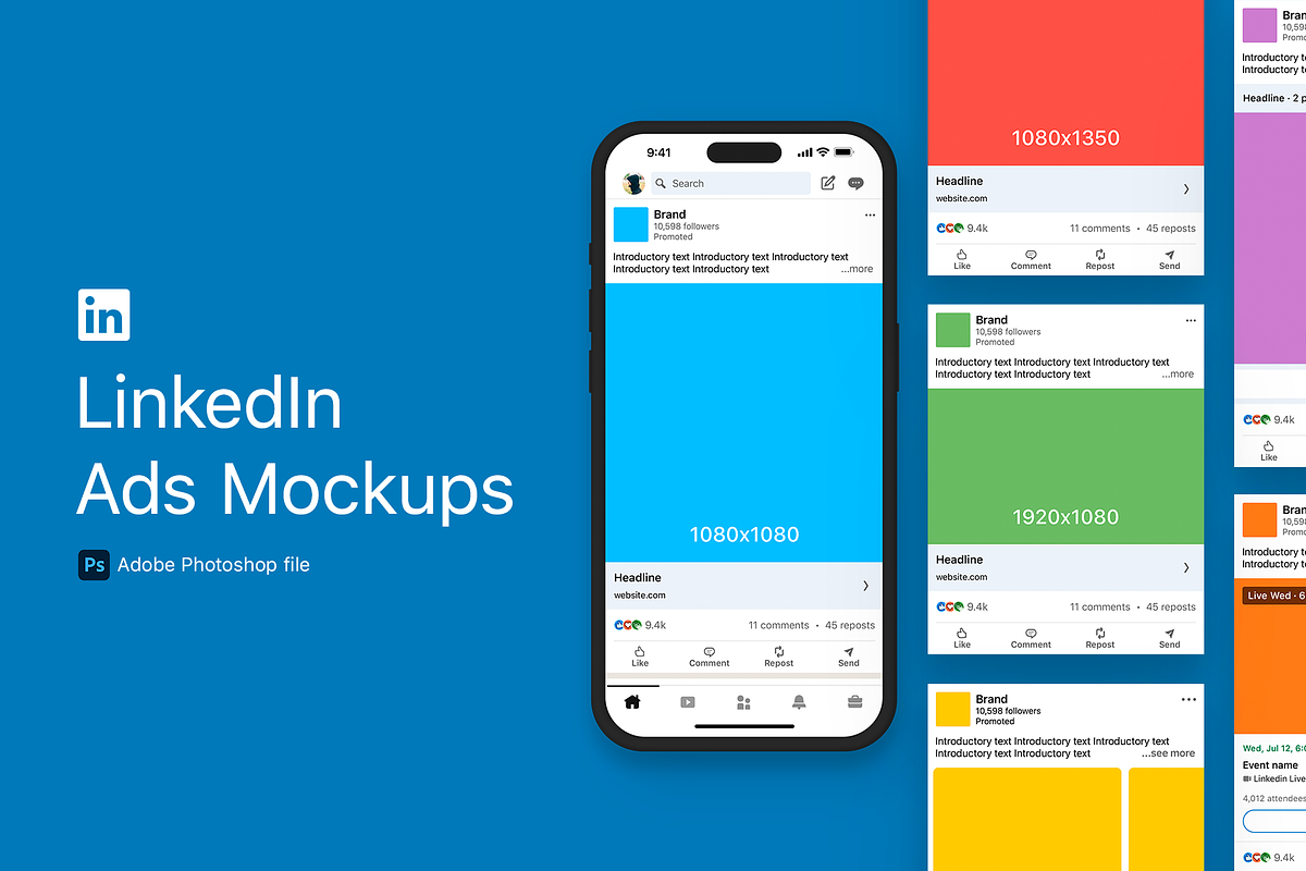 LinkedIn Ads Mockups, a Social Media Template by lprdesigns (Photo 1 of 6)