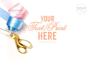 Craft Tools Desk Styled Stock Photo