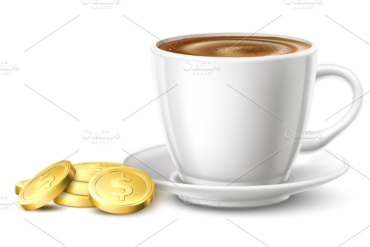 Realistic porcelain coffee cup and, a Food Illustration by Vectorbuum