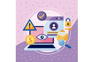 laptop with cyber attack, a Technology Illustration by studiogstock