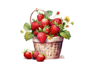 Watercolor Flavorful Strawberries