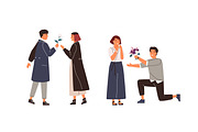 Man giving flowers to woman set, a Person Illustration by Good Studio (Thumbnail 3 of 6)