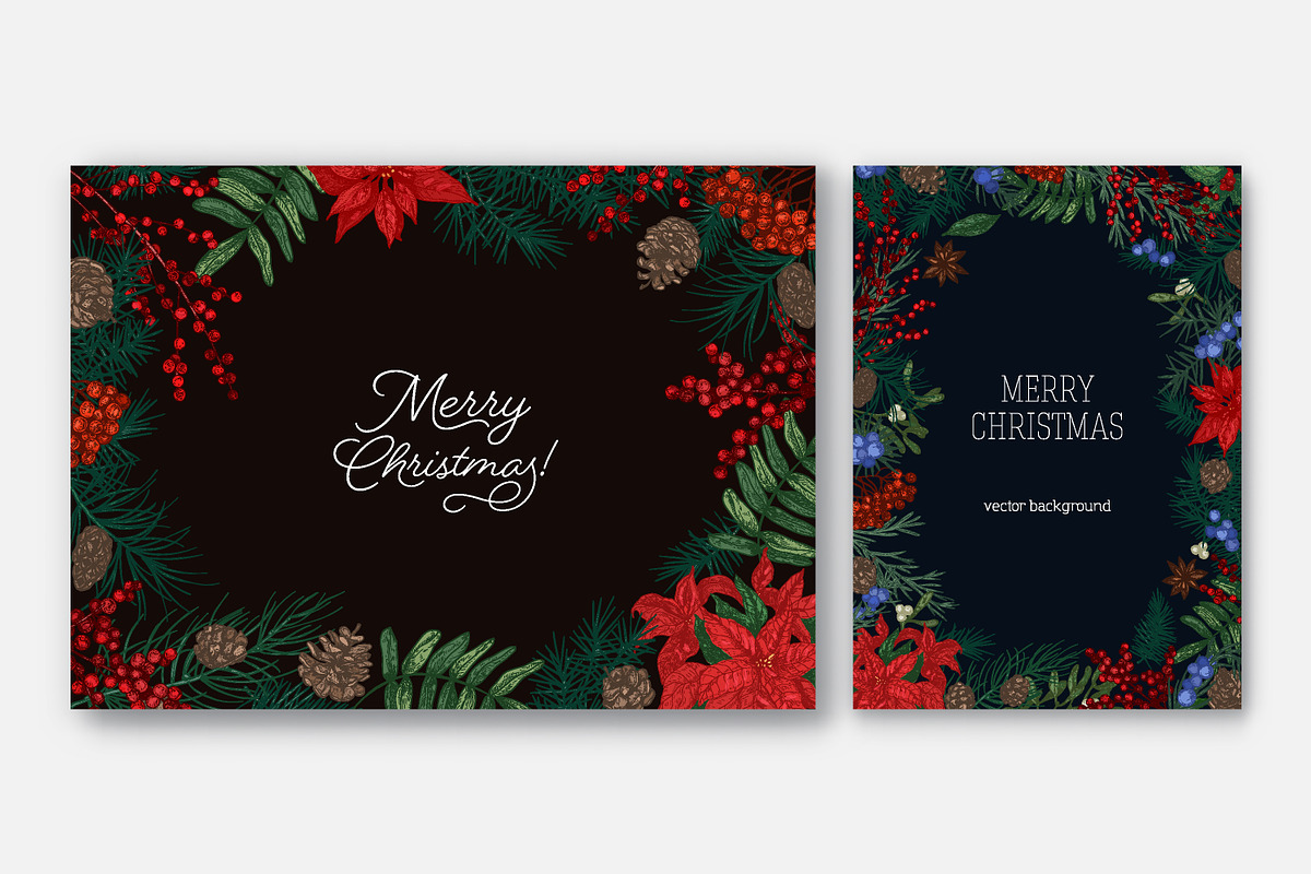 Floral christmas framed cards, a Decorative Illustration by Good Studio (Photo 3 of 19)