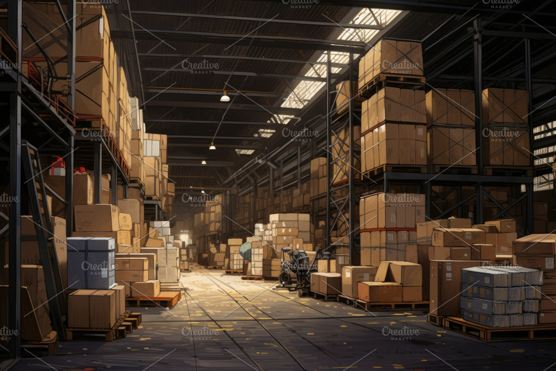 A bustling warehouse packed to the b, a Photo by Iftikhar Alam